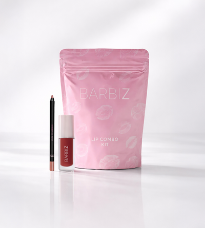 שמן שפתיים אדום עם תוחם כהה